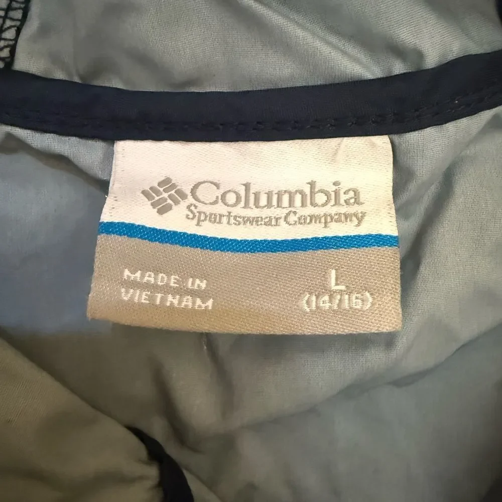 Columbia Boys Large 14-16 Performance Rain Jacket in Blue and Black